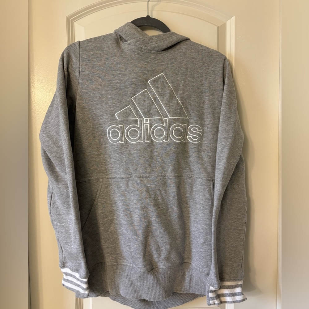 adidas Gray Pullover Hoodie with White Logo